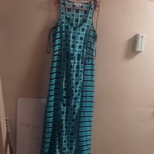 MICHAEL Michael Kors Teal and Black Maxi Dress Try And Wash Put Away. It Doesn't
